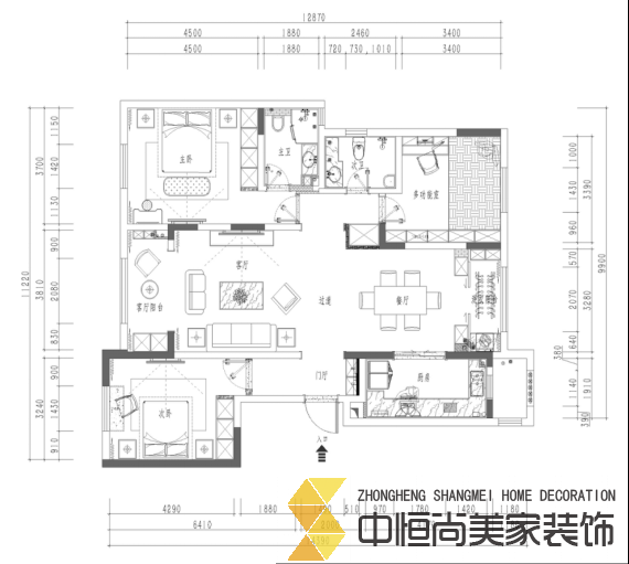 西安,西安家裝,西安家裝設(shè)計(jì),西安小戶型設(shè)計(jì)公司,裝修案例龍湖花千樹效果圖